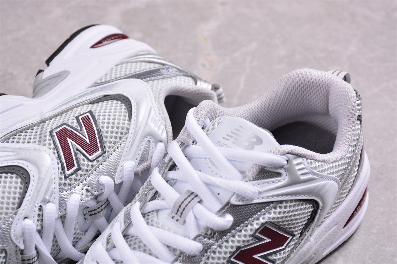 NB 530 Silver / Burgundy